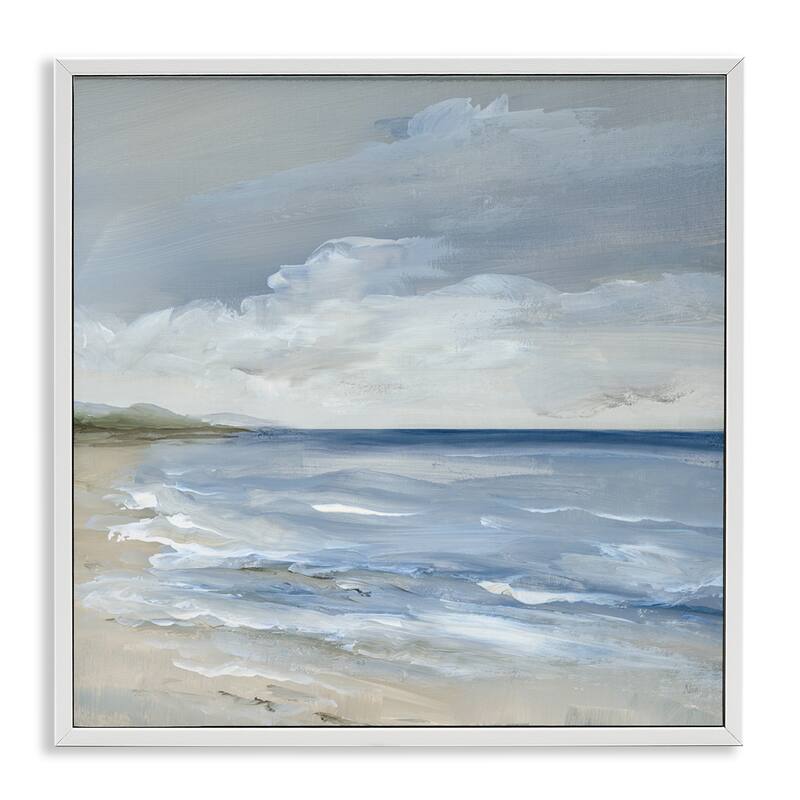 Stupell Stormy Beach Landscape Framed Giclee Art Design By Nan - 17 x 17 - White