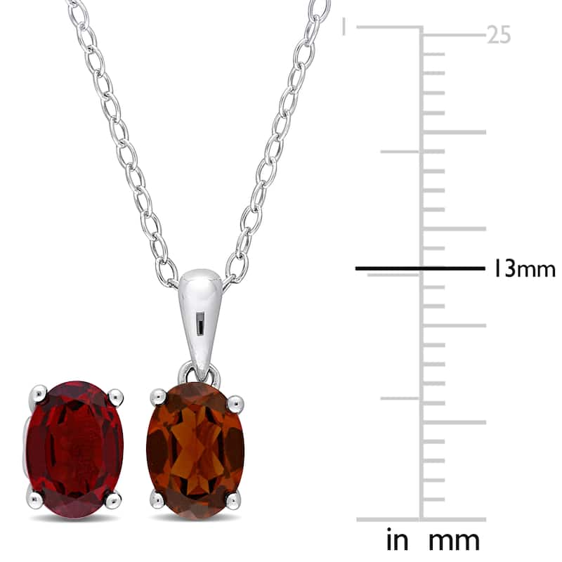 Miadora 2 4/5ct TGW Oval Garnet Set of Necklace and Earrings in Sterling Silver