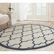 preview thumbnail 129 of 131, SAFAVIEH Handmade Cambridge Maybell Moroccan Trellis Wool Rug 6' x 6' Round - Ivory/Navy