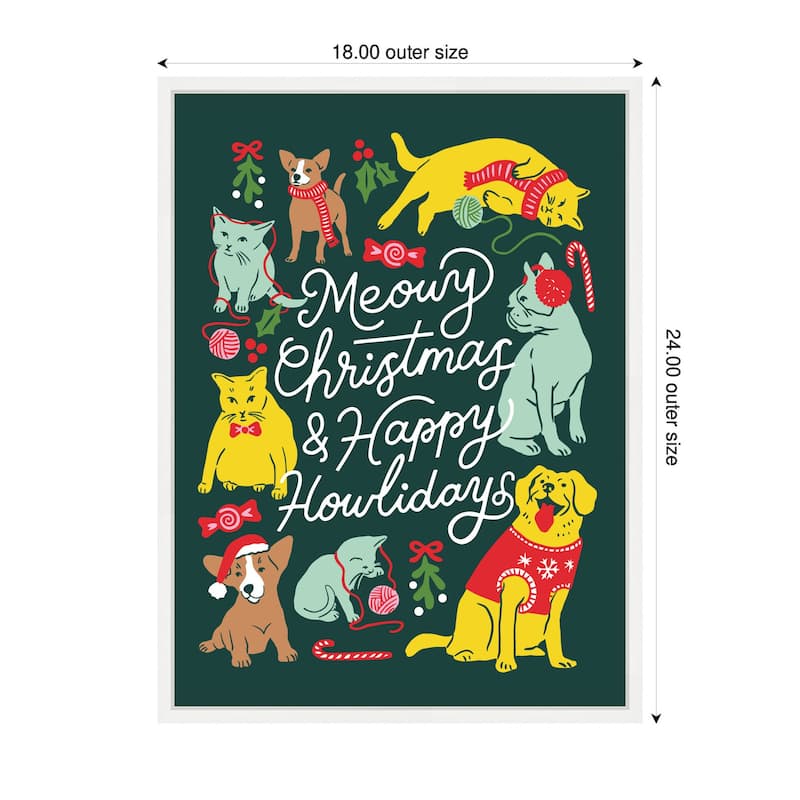 Kate and Laurel Sylvie Framed Canvas Meowy Howlidays by Maria Filar