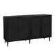 preview thumbnail 10 of 9, Anmytek 4-Door Black Rattan Buffet Sideboard Modern Accent Storage Cabinet with Adjustable Shelf - 63" W x 15.7" D x 35.4" H