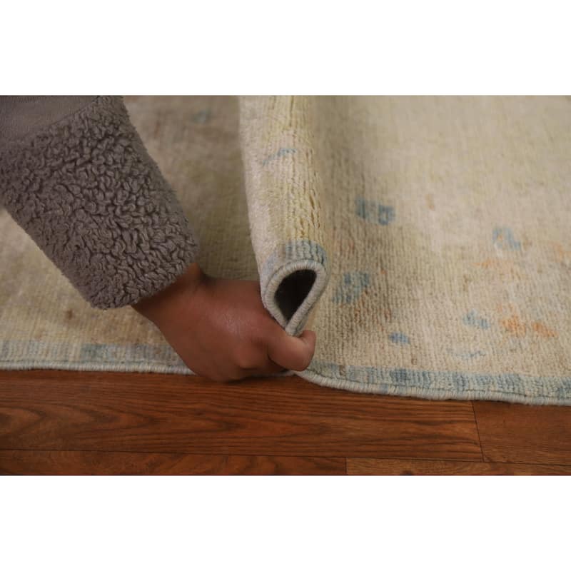 Muted Geometric Art Deco Oriental Area Rug Hand-knotted Wool Carpet - 3'10" x 4'11"