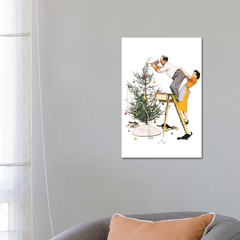 iCanvas "Trimming the Tree" by Norman Rockwell Canvas Print - 26x18x1.5