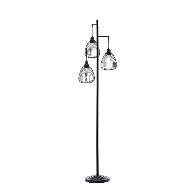 66.1" Tree Floor Lamp with 3 Cage Lampshades and Metal Pole