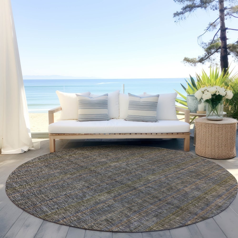 Machine Washable Indoor/ Outdoor Stripe Chantille Rug