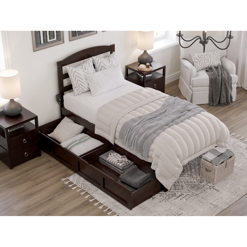 AFI Warren Platform Bed with Storage and Charging Station