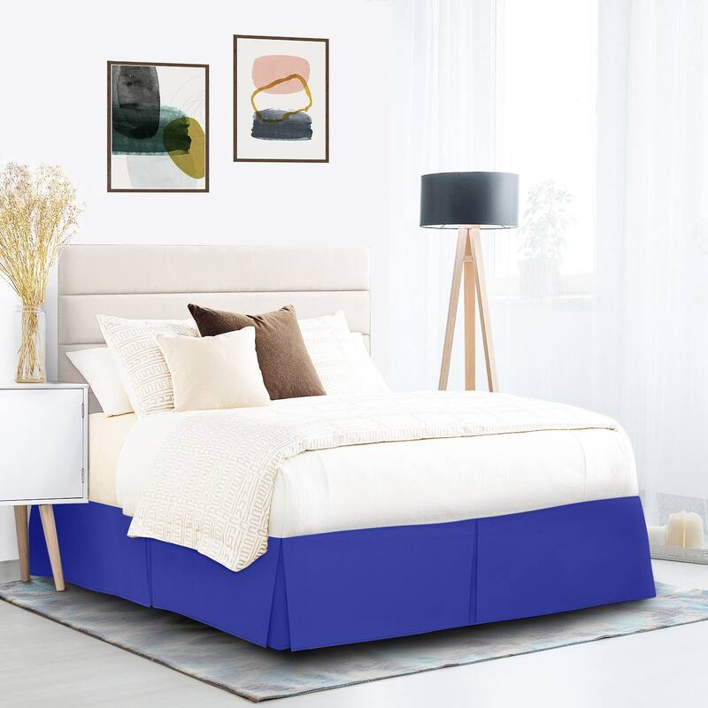 Nestl Pleated 14 inch Tailored Drop Bed Skirt - Soft Double Brushed Premium Microfiber Ruffle Bed Skirt - Twin - Royal Blue