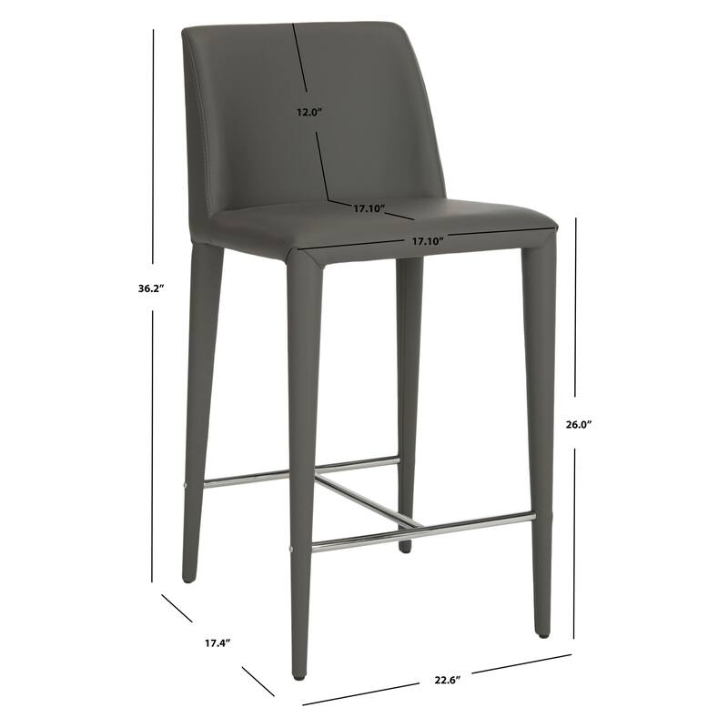 SAFAVIEH Merry Mid-Century 26-inch Black Counter Stool (Set of 2) - 22.6" x 17.4" x 36.2" - 23Wx17Dx36H