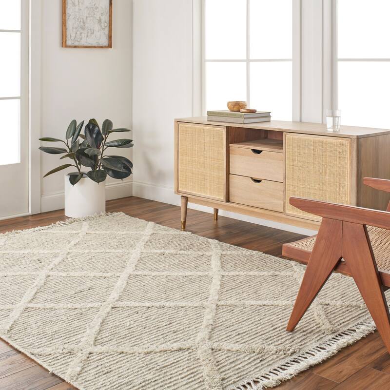 Spencer Moroccan Area Rug - 9' x 12' - Light Beige