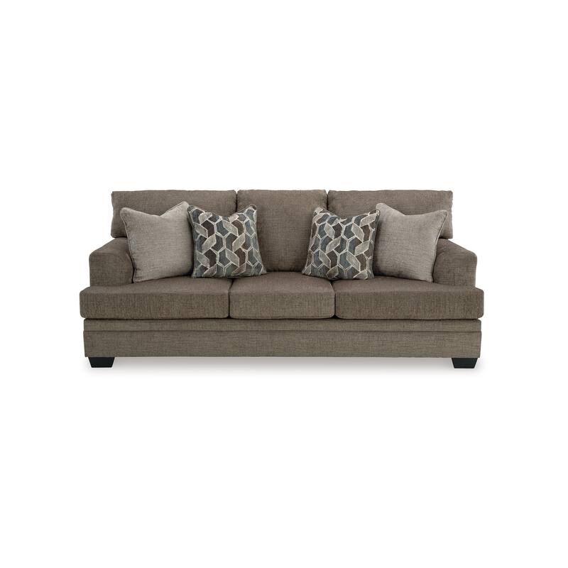 Ead Sofa, 4 Accent Throw Pillows, Foam, Nutmeg Brown Polyester 92 Inch