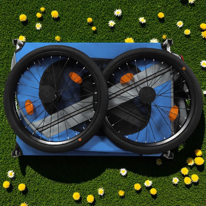 Folding Dog Bike Trailer with Steel Frame, 66LB Capacity Pet Carrier Cart with 20" Wheels & Waterproof Cover