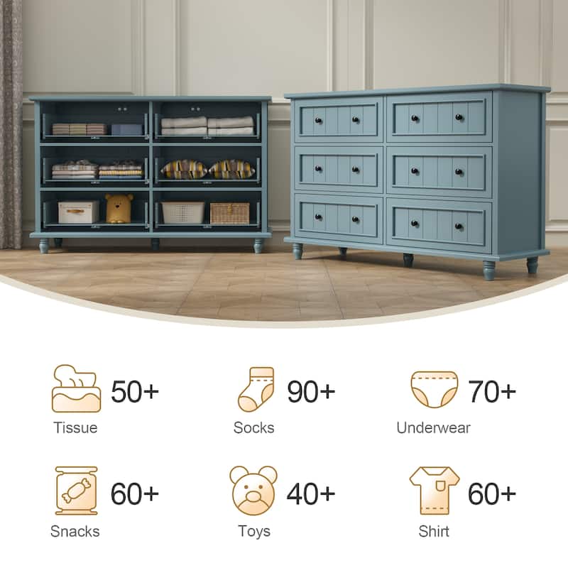 Vintage 6-Drawer Dresser Mid-Century Storage Chest