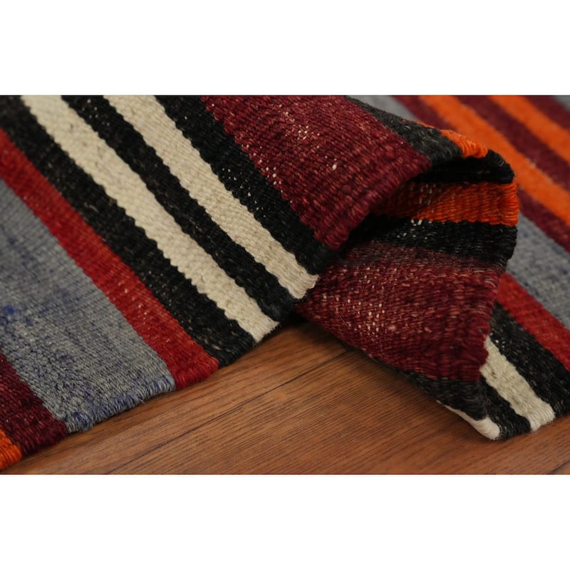 Hand Woven Oriental 100% Wool Carpet Southwestern Geometric Multi-Colored Kilim Area Rug - 9' 5'' X 5' 0''