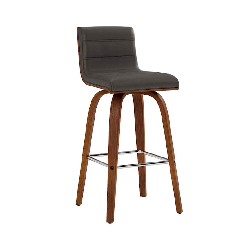 Skara Mid-Century Swivel Counter Stool, Upholstered Counter Height Chair with Bentwood Legs