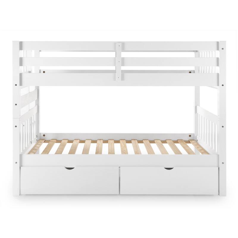 Taylor & Olive Trillium Twin over Twin Bunk Bed with Ladder, 2 Drawers