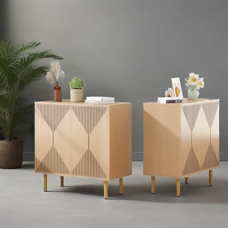 Modern Freestanding Storage Cabinet with 4 Shelves and 4 Doors for Living Room Kitchen or Bedroom - 59.06" x 13.77" x 31.49"