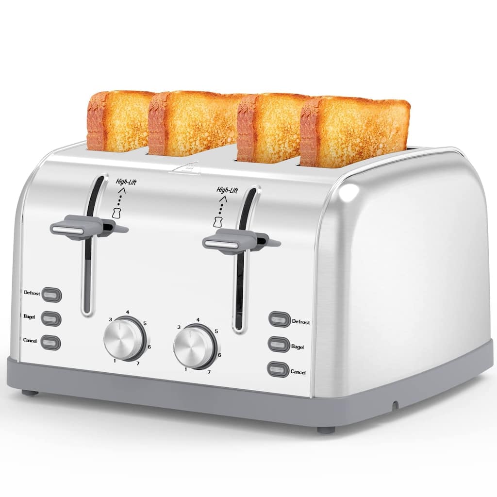 Toaster 4 Slice,Retro Stainless Steel Toater with 7 Shade Settings,Best Prime Toaster for Waffles