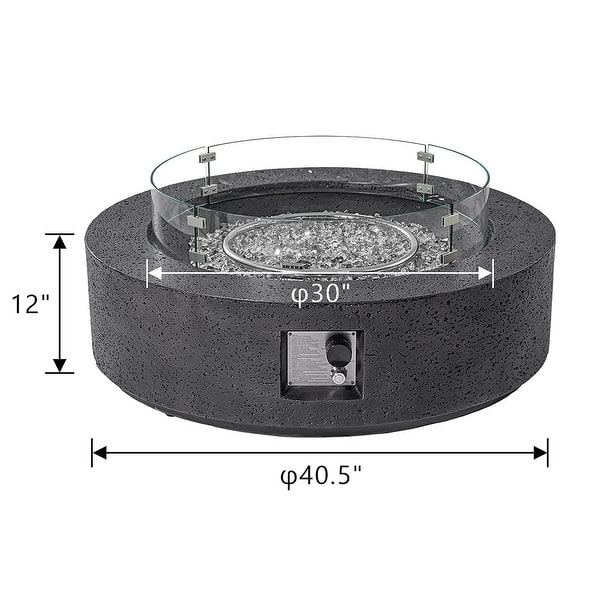 dimension image slide 13 of 14, COSIEST 42'' Outdoor Round Propane Fire Pit w Wind Guard and Fire Glass