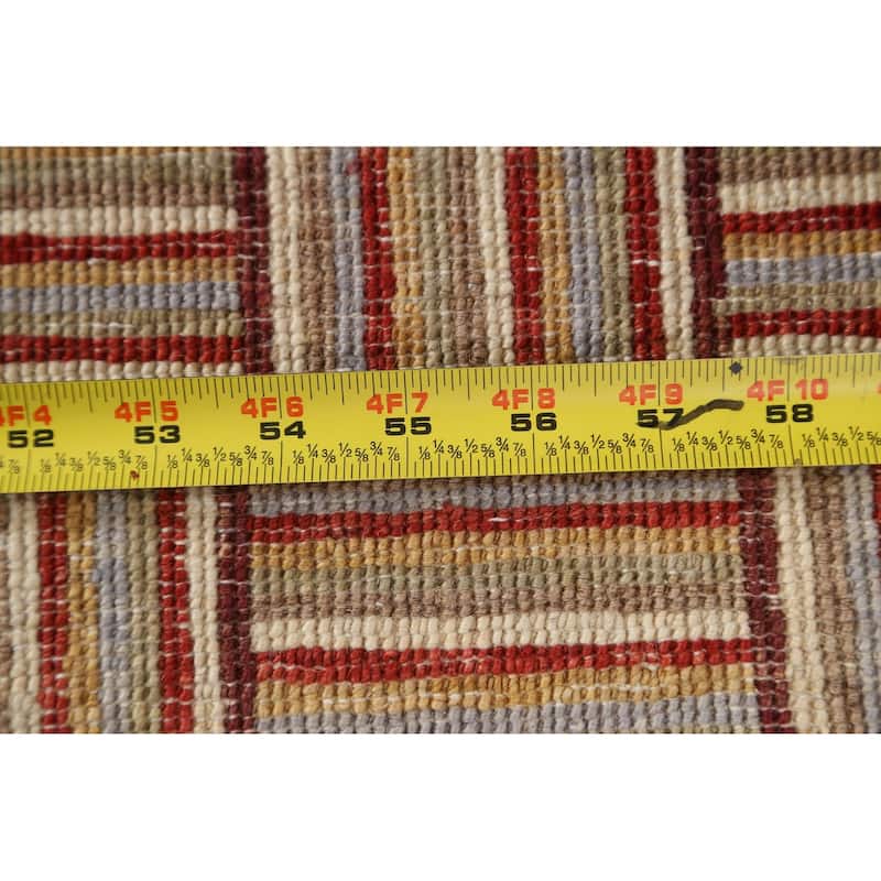 Geometric Gabbeh Kashkoli Oriental Wool Area Rug Hand-knotted Carpet - 4'9" x 6'2"
