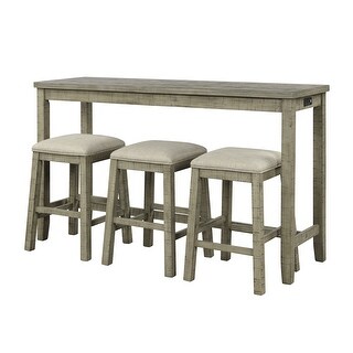 4 Pieces Counter Height Table with Fabric Padded Stools,Rustic Bar ...