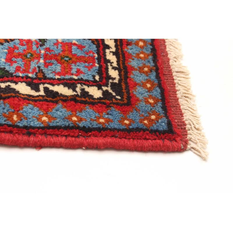 ECARPETGALLERY Hand-knotted Uzbek Kargahi Red Wool Rug - 4'2 x 6'3