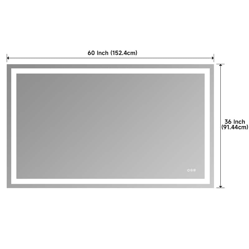 Topcraft Frameless Eco-Friendly Silver Mirror with Dual LED Strip Lighting