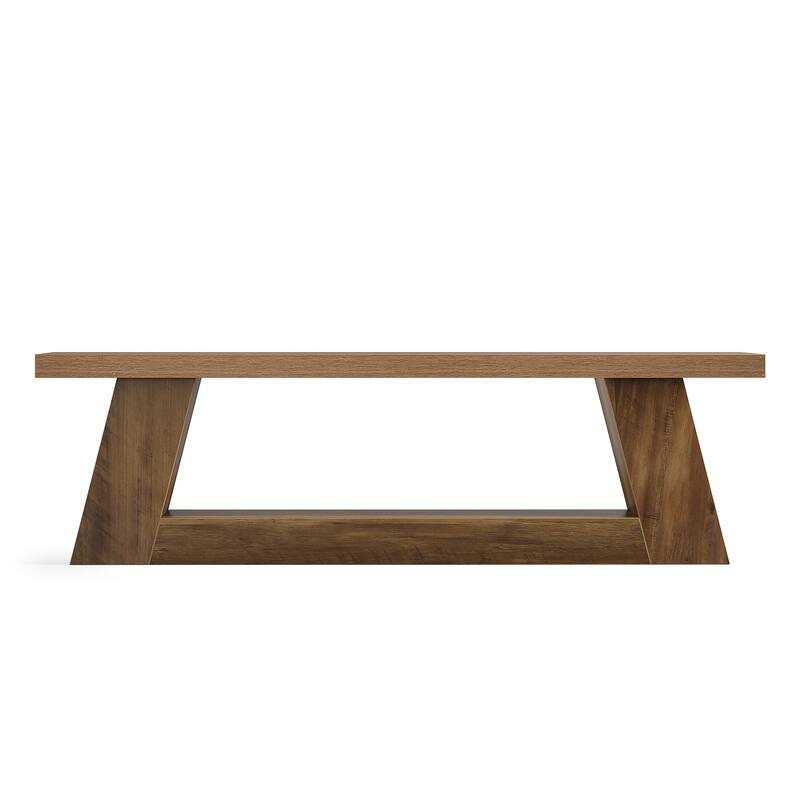 63" Extra Long Wooden Entryway Bench, 2-Tier Storage Shelf Hallway Seating Bench for Living Room, Bedroom, Kitchen