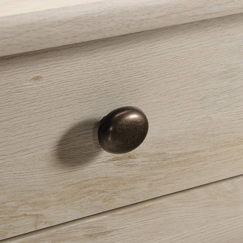 Engineered Wood Coastal L-Shaped Desk with File Drawers, Gray