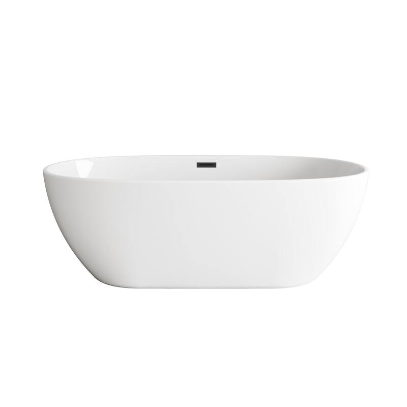 Adler Soaking Bathtub in Glossy White - Glossy White with Matte Black Trim - 67"