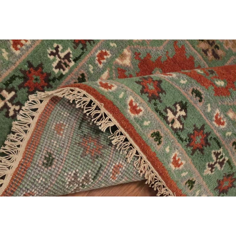 Hand Knotted Oriental 100% Wool Carpet Traditional Geometric Oranges & Rust Kazak Area Rug - 6' 1'' X 3' 10''