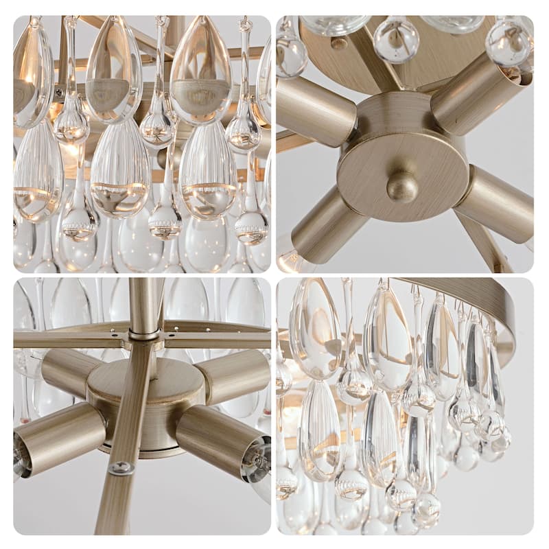 Viviana 4-light Crystal Teardrop Round Flush Mount