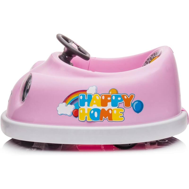 12V Bumper Car for Kids, 6-in-1 Electric Bumper Car with Pushrod Dinner Plate,USB Music,Rocking Horse Mode,Bumper Car Mode