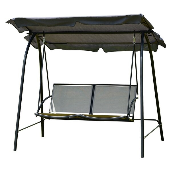 Costway Patio Loveseat Canopy Swing Glider Hammock Cushioned Steel Gray