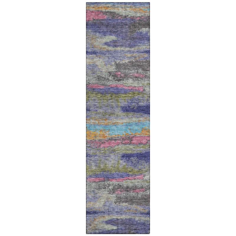 Machine Washable Indoor/ Outdoor Abstract Modern Chantille Rug