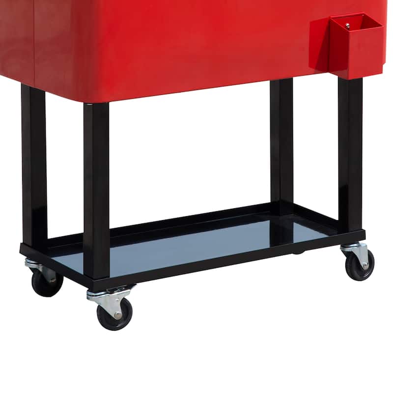 Outsunny 80-quart Red Portable Rolling Patio Drink Cooler Ice Chest
