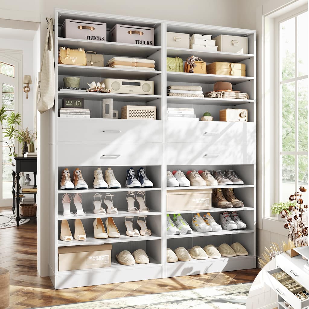 9-Tier Shoe Cabinet with 2 Drawers, Freestanding Closet Organizer with Adjustable Storage Shelves