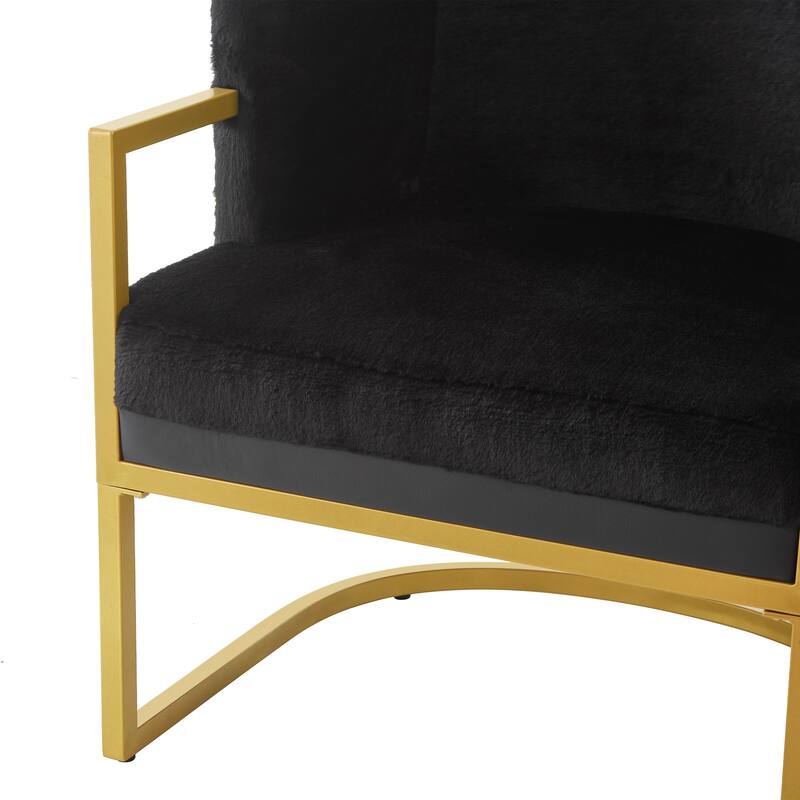 Modern Accent Chair Cozy Armchair Upholstered Reading Chair with Gold Metal Frame Living Room, Bedroom, or Office