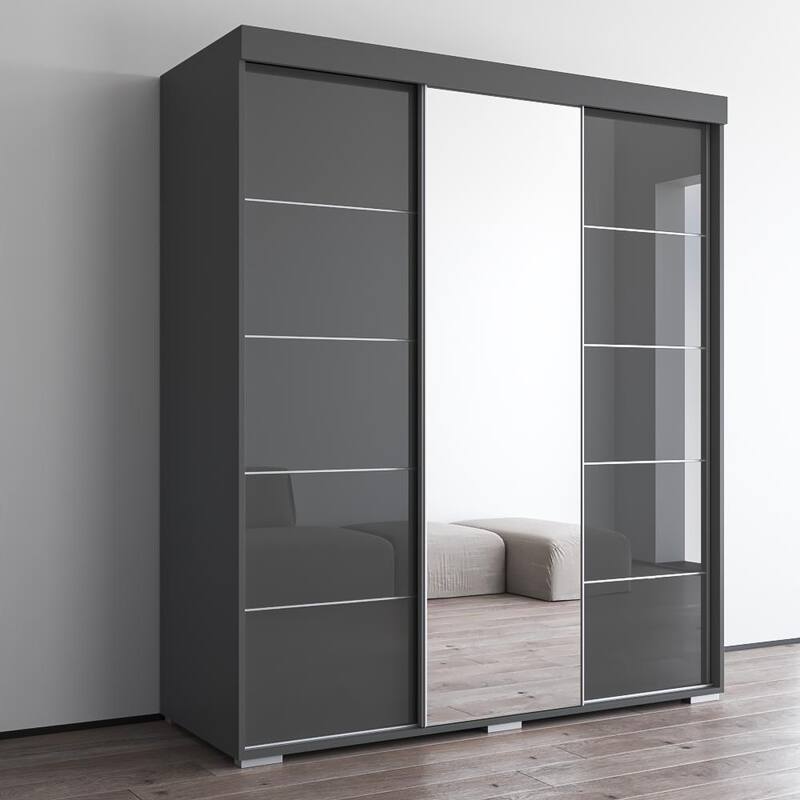 Aria Modern 3-door Wardrobe Armoire with Mirror