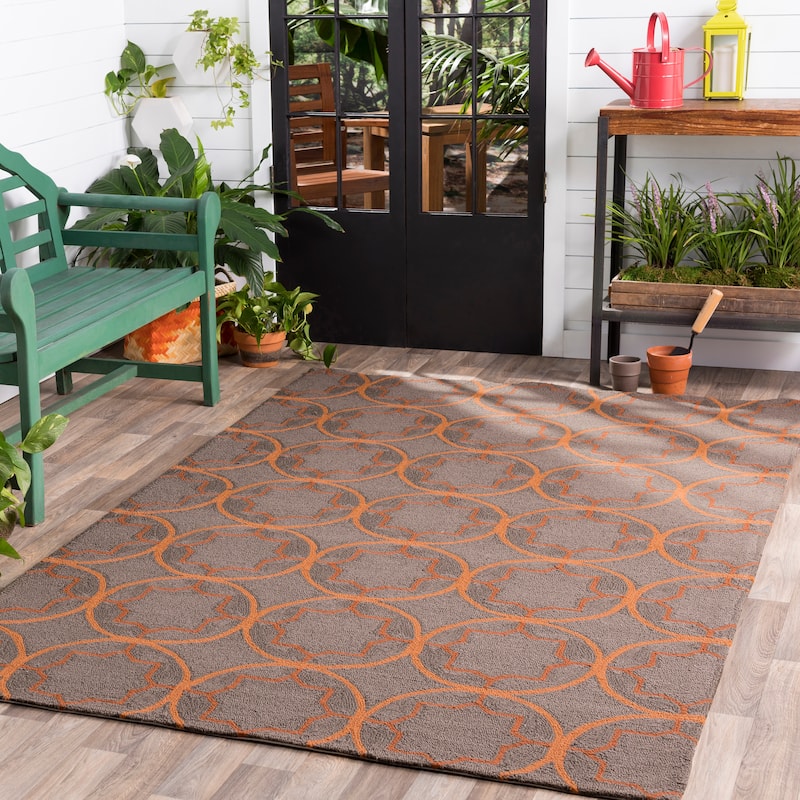 Hand-hooked Dolly Contemporary Geometric Indoor/ Outdoor Area Rug
