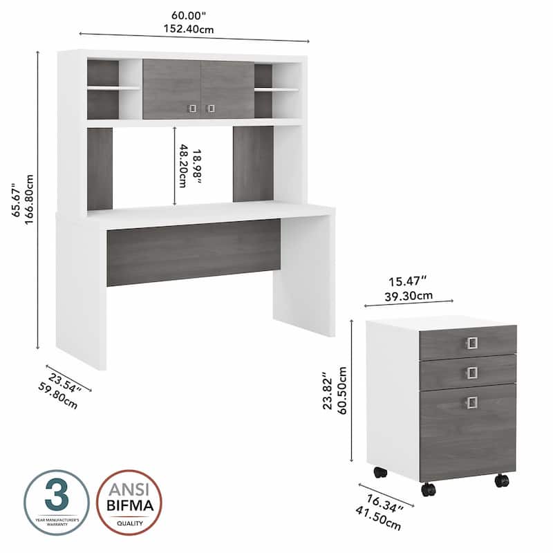 Echo Credenza Desk with Hutch and Drawers by Bush Business Furniture