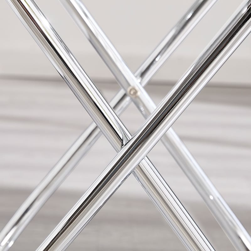 Tempered Glass Round Side/End Table with Metal Legs - 19.7"Dia Top x 21.7"H x 15.6"Dia Base