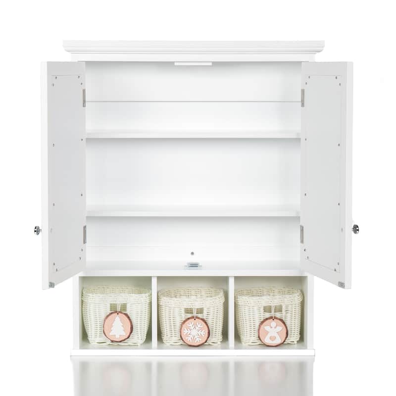Bathroom Wall Medicine Cabinet with Dual Mirrors, Adjustable Shelves, and Holiday Storage Baskets - 7.5X24.75 in