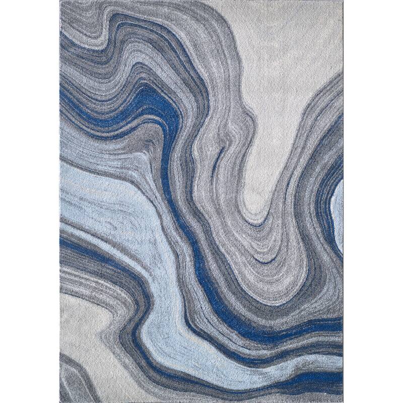 Domani Globe Cool Marble Area Rug - 6'7" x 9'6" - Blue