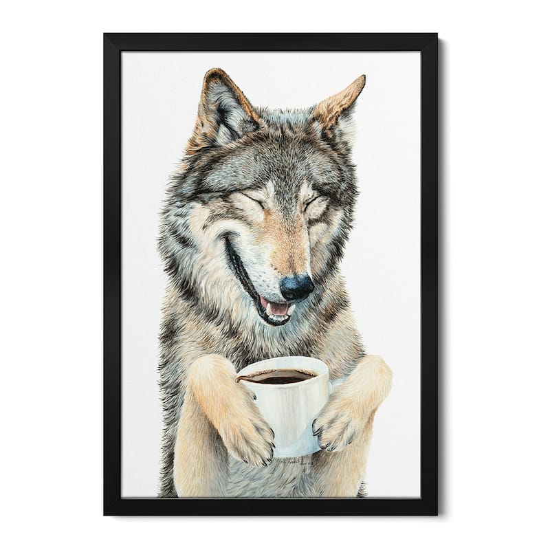 Coffee In The Moonlight Premium Framed Poster by Holly Simental - Black - 32x24x1