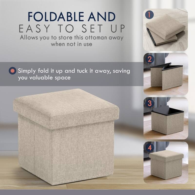 Small Foldable Square Storage Ottoman Cube