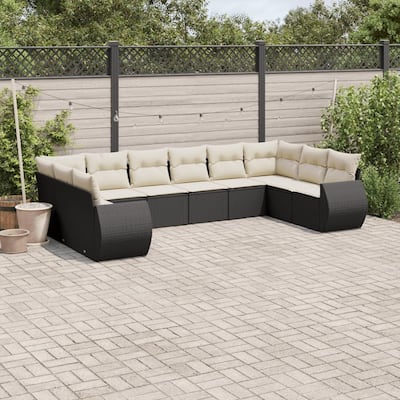 vidaXL Patio Sofa Set with Cushions Outdoor Conversation Furniture Poly Rattan