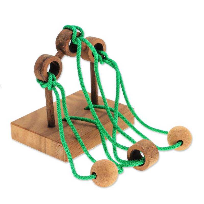 Novica Handmade Tied Bridge Wood Disentanglement Puzzle Game