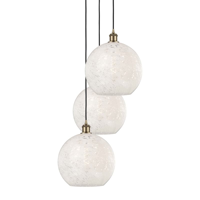 Innovations Lighting 113B-3P-14-19 White Mouchette Pendant White - Antique Brass