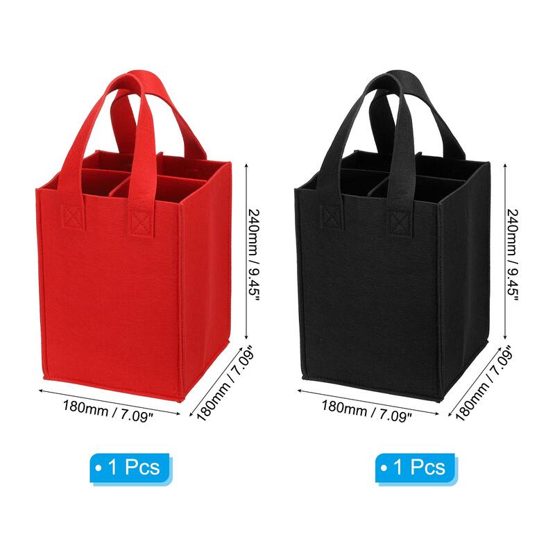 4 Bottle Wine Carrier Tote Bag, 2 Pcs Wine Bottle Carrying Bag - Red Black