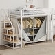 preview thumbnail 2 of 18, Metal Loft Bed Frame with Wardrobe and Safety Guardrails